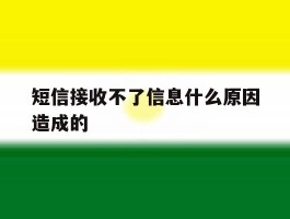 短信接收不了信息什么原因造成的