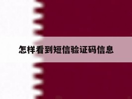 怎样看到短信验证码信息