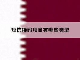 短信接码项目有哪些类型