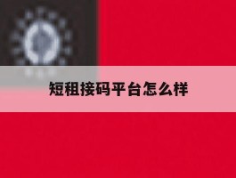 短租接码平台怎么样