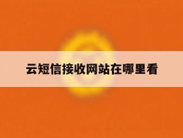 云短信接收网站在哪里看