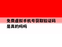 免费虚拟手机号获取验证码是真的吗吗
