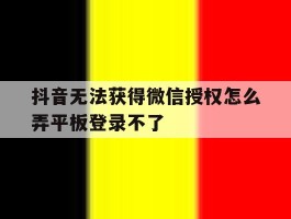 抖音无法获得微信授权怎么弄平板登录不了