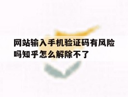 网站输入手机验证码有风险吗知乎怎么解除不了的简单介绍