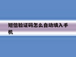 短信验证码怎么自动填入手机