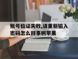 账号验证失败,请重新输入密码怎么回事啊苹果