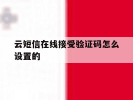 云短信在线接受验证码怎么设置的
