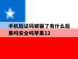 手机验证码被骗了有什么后果吗安全吗苹果12