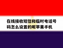 在线接收短信和临时电话号码怎么设置的呢苹果手机的简单介绍