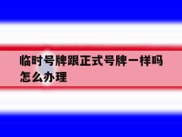 临时号牌跟正式号牌一样吗怎么办理
