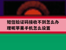 包含短信验证码接收不到怎么办理呢苹果手机怎么设置的词条