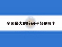 全国最大的接码平台是哪个