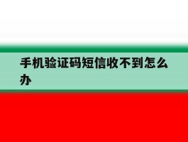 手机验证码短信收不到怎么办