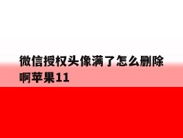 包含微信授权头像满了怎么删除啊苹果11的词条
