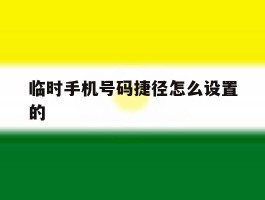 临时手机号码捷径怎么设置的