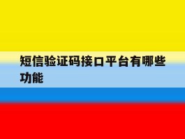 短信验证码接口平台有哪些功能