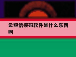 云短信接码软件是什么东西啊