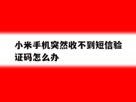 小米手机突然收不到短信验证码怎么办