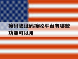 接码验证码接收平台有哪些功能可以用
