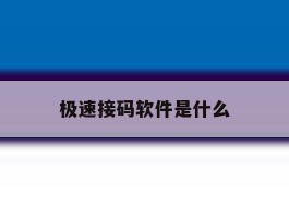 极速接码软件是什么