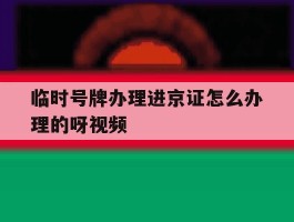 临时号牌办理进京证怎么办理的呀视频