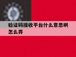 验证码接收平台什么意思啊怎么弄