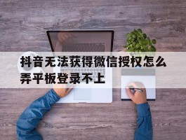 抖音无法获得微信授权怎么弄平板登录不上