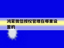 鸿蒙微信授权管理在哪里设置的