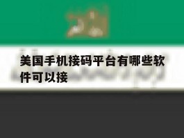 美国手机接码平台有哪些软件可以接