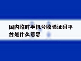 国内临时手机号收验证码平台是什么意思