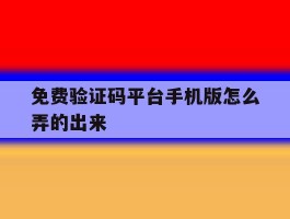 免费验证码平台手机版怎么弄的出来