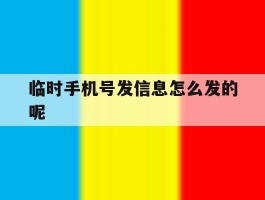 临时手机号发信息怎么发的呢