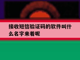 接收短信验证码的软件叫什么名字来着呢