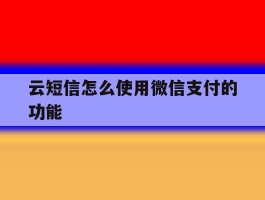 云短信怎么使用微信支付的功能