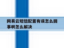 网易云短信配置有误怎么回事啊怎么解决