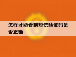 怎样才能看到短信验证码是否正确