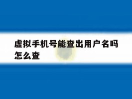 虚拟手机号能查出用户名吗怎么查