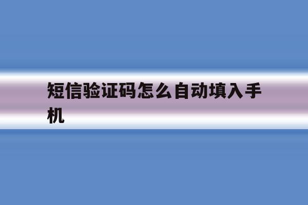 短信验证码怎么自动填入手机 短信验证码怎么自动填入手机