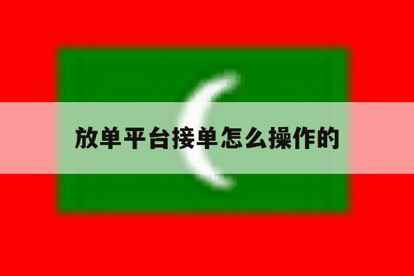 放单平台接单怎么操作的 放单平台接单怎么操作的