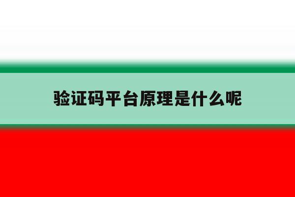 验证码平台原理是什么呢 验证码平台原理是什么呢