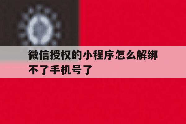 微信授权的小程序怎么解绑不了手机号了 微信授权的小程序怎么解绑不了手机号了