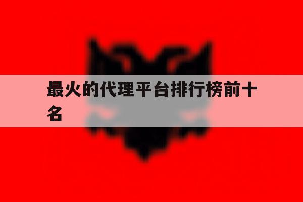 最火的代理平台排行榜前十名 最火的代理平台排行榜前十名