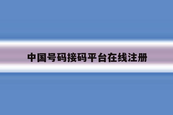 中国号码接码平台在线注册
