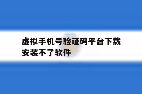 虚拟手机号验证码平台下载安装不了软件 虚拟手机号验证码平台下载安装不了软件