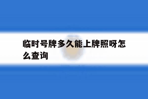 临时号牌多久能上牌照呀怎么查询 临时号牌多久能上牌照呀怎么查询
