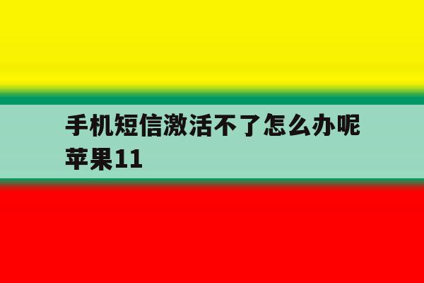 关于手机短信激活不了怎么办呢苹果11的信息 关于手机短信激活不了怎么办呢苹果11的信息