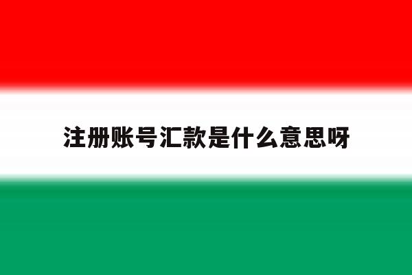 注册账号汇款是什么意思呀