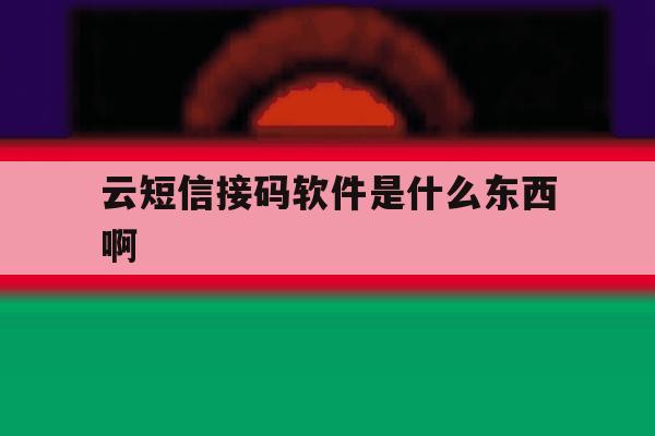 云短信接码软件是什么东西啊 云短信接码软件是什么东西啊