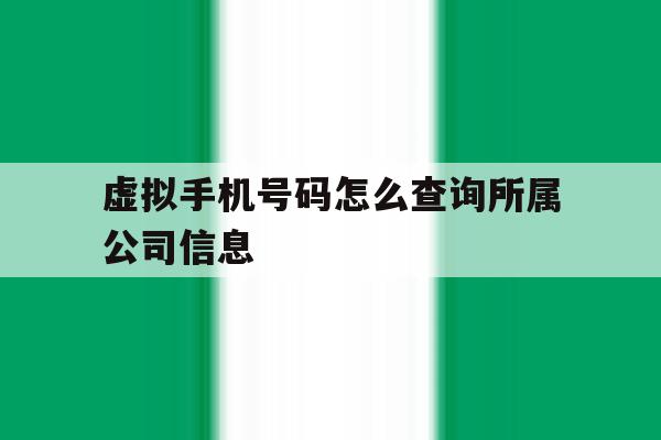 虚拟手机号码怎么查询所属公司信息 虚拟手机号码怎么查询所属公司信息