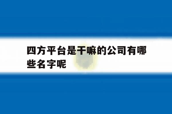 四方平台是干嘛的公司有哪些名字呢 四方平台是干嘛的公司有哪些名字呢